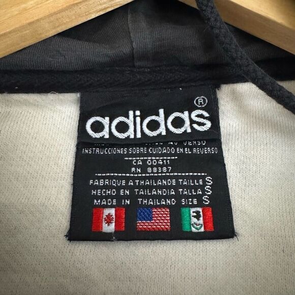 Adidas Vintage Button Up Hoodie Size Small 100% Cotton Classic Clover Logo - Picture 10 of 14